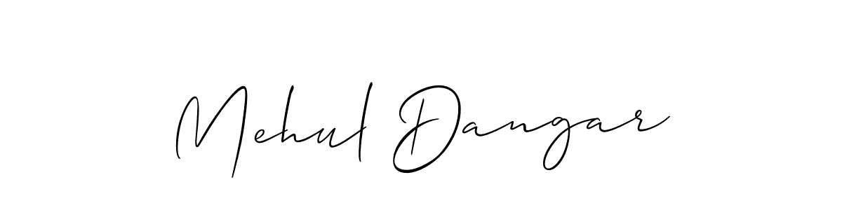 Use a signature maker to create a handwritten signature online. With this signature software, you can design (Allison_Script) your own signature for name Mehul Dangar. Mehul Dangar signature style 2 images and pictures png