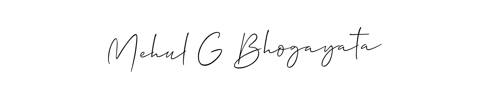 Mehul G Bhogayata stylish signature style. Best Handwritten Sign (Allison_Script) for my name. Handwritten Signature Collection Ideas for my name Mehul G Bhogayata. Mehul G Bhogayata signature style 2 images and pictures png