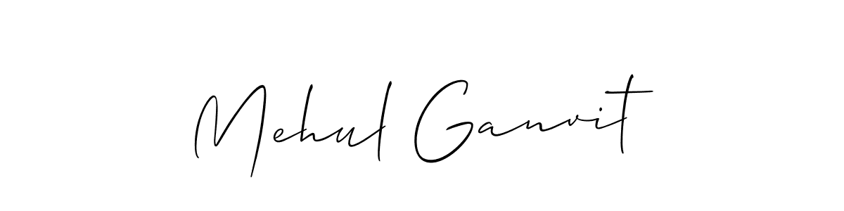 How to make Mehul Ganvit name signature. Use Allison_Script style for creating short signs online. This is the latest handwritten sign. Mehul Ganvit signature style 2 images and pictures png