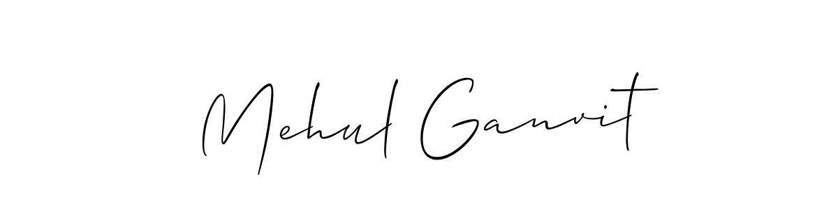 How to make Mehul Ganvit name signature. Use Allison_Script style for creating short signs online. This is the latest handwritten sign. Mehul Ganvit signature style 2 images and pictures png