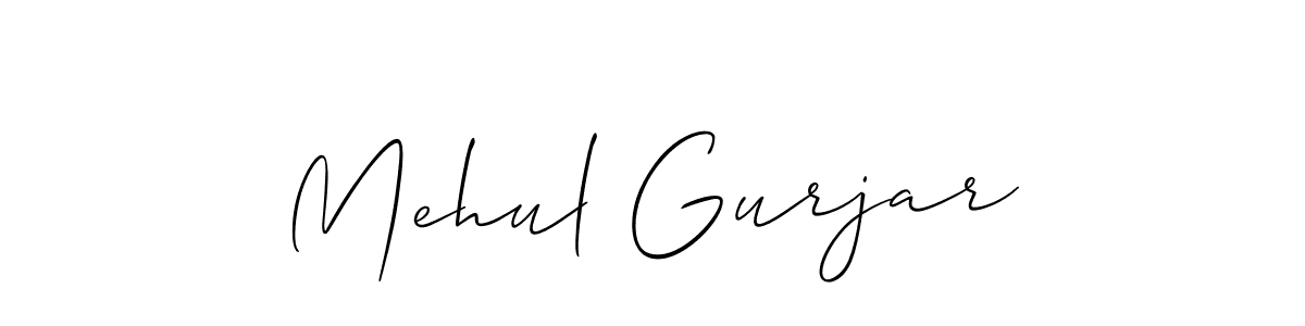 Allison_Script is a professional signature style that is perfect for those who want to add a touch of class to their signature. It is also a great choice for those who want to make their signature more unique. Get Mehul Gurjar name to fancy signature for free. Mehul Gurjar signature style 2 images and pictures png