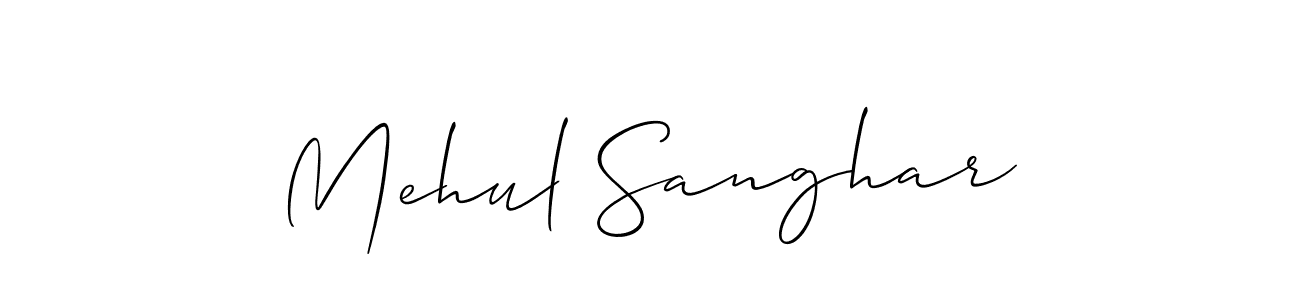 Also we have Mehul Sanghar name is the best signature style. Create professional handwritten signature collection using Allison_Script autograph style. Mehul Sanghar signature style 2 images and pictures png