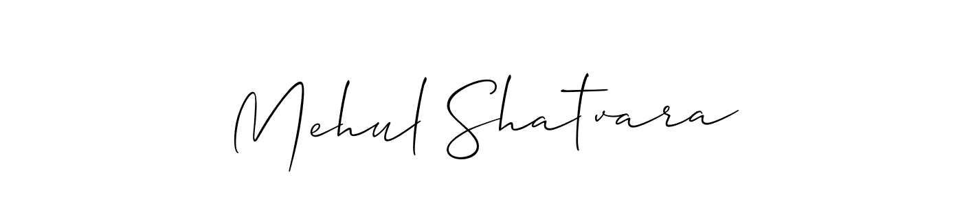 Use a signature maker to create a handwritten signature online. With this signature software, you can design (Allison_Script) your own signature for name Mehul Shatvara. Mehul Shatvara signature style 2 images and pictures png