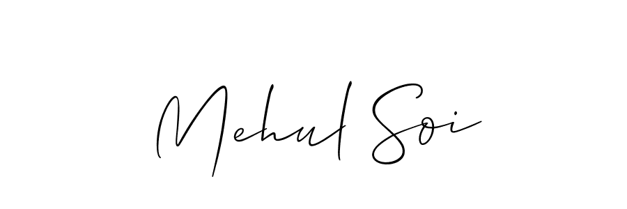 Create a beautiful signature design for name Mehul Soi. With this signature (Allison_Script) fonts, you can make a handwritten signature for free. Mehul Soi signature style 2 images and pictures png