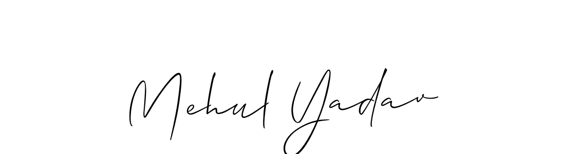 Make a short Mehul Yadav signature style. Manage your documents anywhere anytime using Allison_Script. Create and add eSignatures, submit forms, share and send files easily. Mehul Yadav signature style 2 images and pictures png
