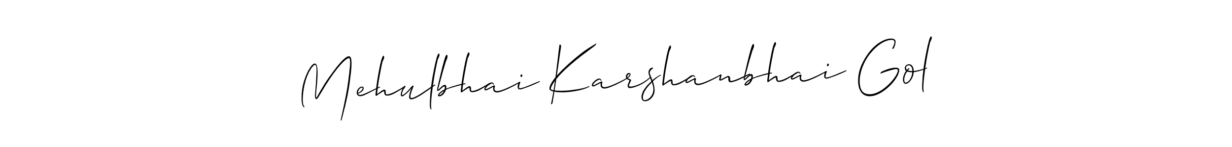 Allison_Script is a professional signature style that is perfect for those who want to add a touch of class to their signature. It is also a great choice for those who want to make their signature more unique. Get Mehulbhai Karshanbhai Gol name to fancy signature for free. Mehulbhai Karshanbhai Gol signature style 2 images and pictures png