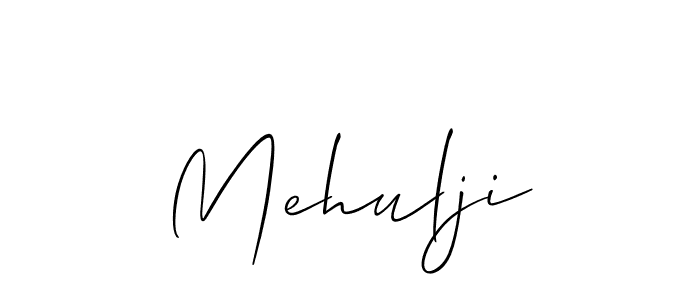 Use a signature maker to create a handwritten signature online. With this signature software, you can design (Allison_Script) your own signature for name Mehulji. Mehulji signature style 2 images and pictures png