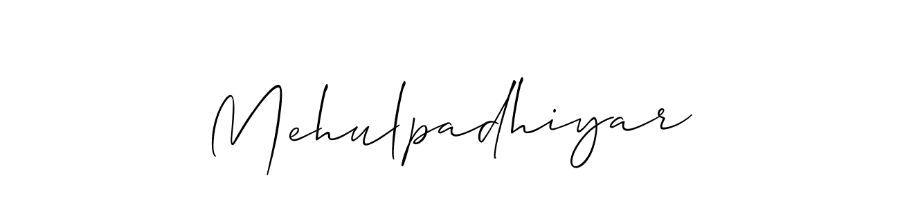 if you are searching for the best signature style for your name Mehulpadhiyar. so please give up your signature search. here we have designed multiple signature styles  using Allison_Script. Mehulpadhiyar signature style 2 images and pictures png