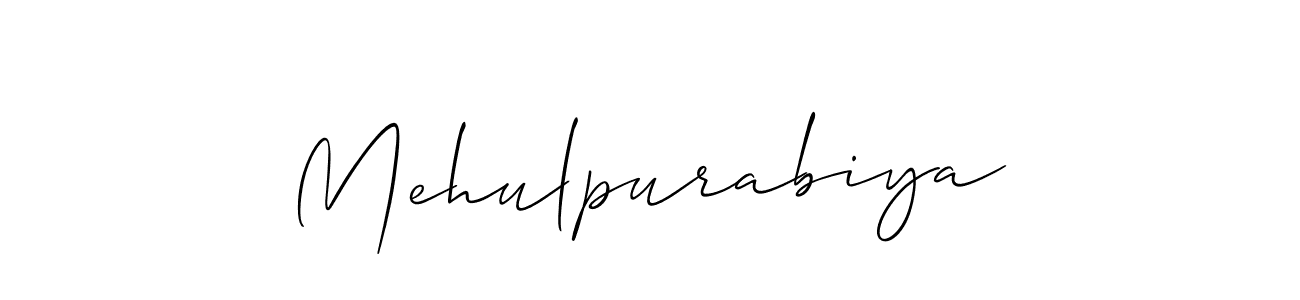 Mehulpurabiya stylish signature style. Best Handwritten Sign (Allison_Script) for my name. Handwritten Signature Collection Ideas for my name Mehulpurabiya. Mehulpurabiya signature style 2 images and pictures png