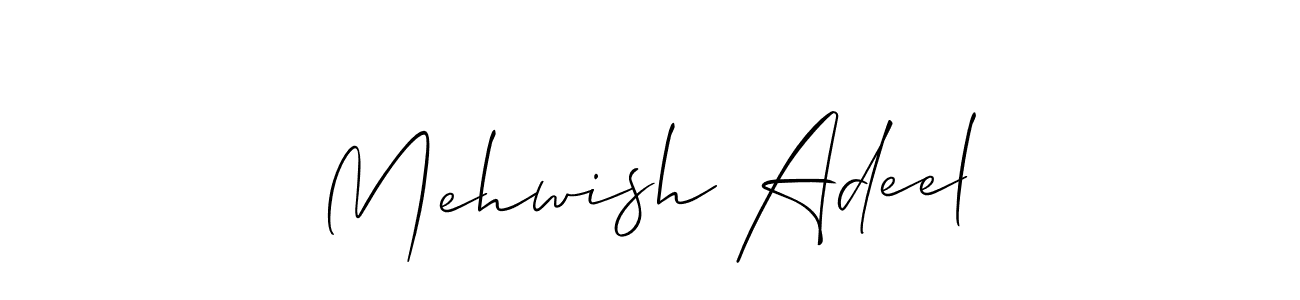 It looks lik you need a new signature style for name Mehwish Adeel. Design unique handwritten (Allison_Script) signature with our free signature maker in just a few clicks. Mehwish Adeel signature style 2 images and pictures png