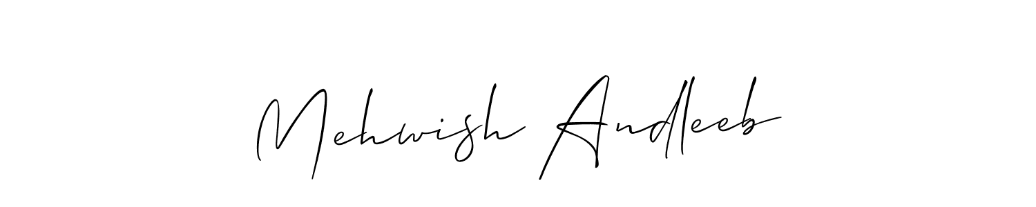 Also we have Mehwish Andleeb name is the best signature style. Create professional handwritten signature collection using Allison_Script autograph style. Mehwish Andleeb signature style 2 images and pictures png