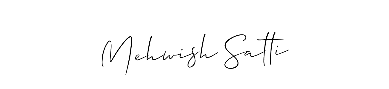 Use a signature maker to create a handwritten signature online. With this signature software, you can design (Allison_Script) your own signature for name Mehwish Satti. Mehwish Satti signature style 2 images and pictures png