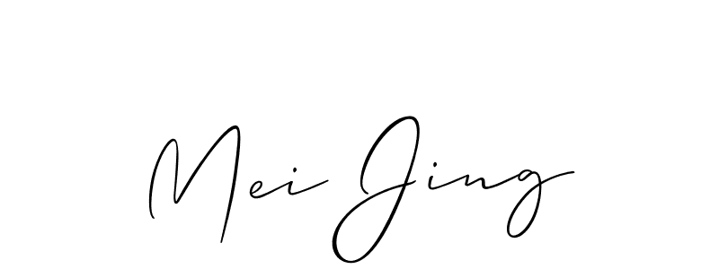 The best way (Allison_Script) to make a short signature is to pick only two or three words in your name. The name Mei Jing include a total of six letters. For converting this name. Mei Jing signature style 2 images and pictures png