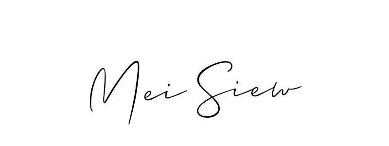 Make a short Mei Siew signature style. Manage your documents anywhere anytime using Allison_Script. Create and add eSignatures, submit forms, share and send files easily. Mei Siew signature style 2 images and pictures png