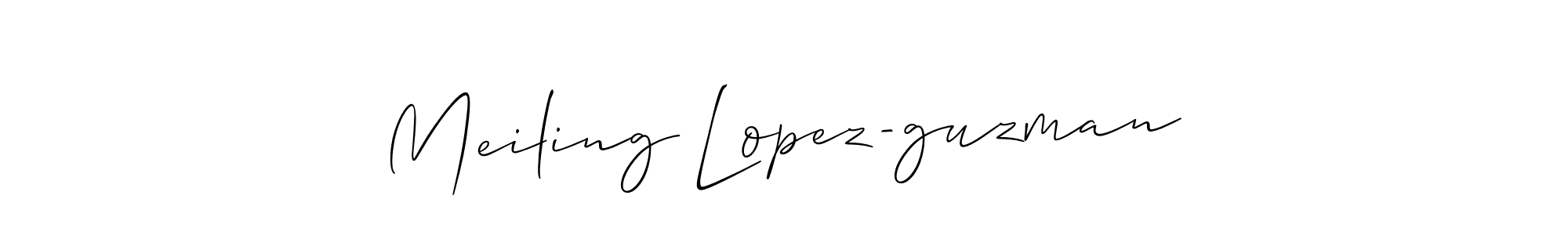 Also You can easily find your signature by using the search form. We will create Meiling Lopez-guzman name handwritten signature images for you free of cost using Allison_Script sign style. Meiling Lopez-guzman signature style 2 images and pictures png