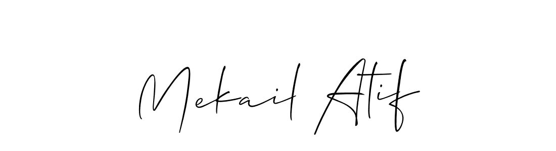 How to make Mekail Atif name signature. Use Allison_Script style for creating short signs online. This is the latest handwritten sign. Mekail Atif signature style 2 images and pictures png