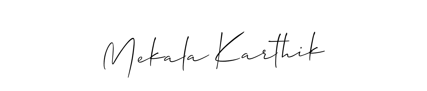 How to make Mekala Karthik signature? Allison_Script is a professional autograph style. Create handwritten signature for Mekala Karthik name. Mekala Karthik signature style 2 images and pictures png