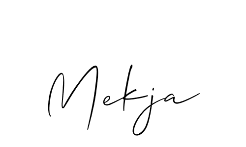 Use a signature maker to create a handwritten signature online. With this signature software, you can design (Allison_Script) your own signature for name Mekja. Mekja signature style 2 images and pictures png