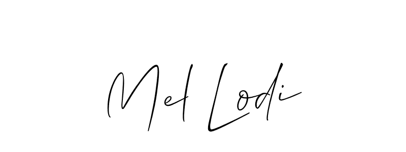You should practise on your own different ways (Allison_Script) to write your name (Mel Lodi) in signature. don't let someone else do it for you. Mel Lodi signature style 2 images and pictures png