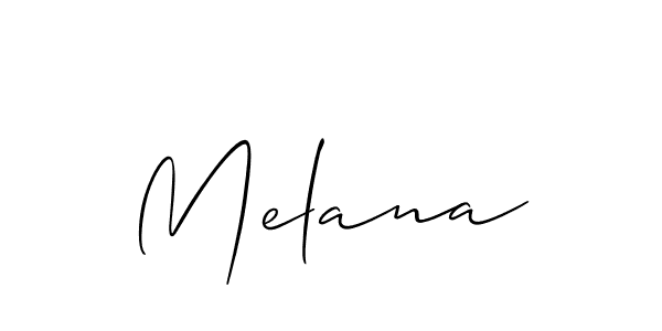 Use a signature maker to create a handwritten signature online. With this signature software, you can design (Allison_Script) your own signature for name Melana. Melana signature style 2 images and pictures png