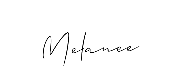 Use a signature maker to create a handwritten signature online. With this signature software, you can design (Allison_Script) your own signature for name Melanee. Melanee signature style 2 images and pictures png