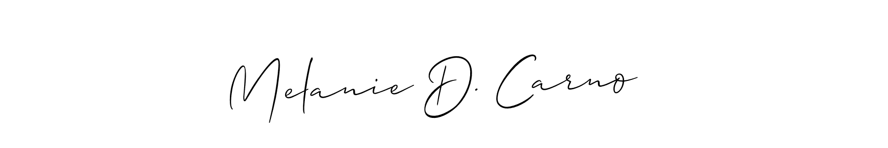 Make a short Melanie D. Carno   signature style. Manage your documents anywhere anytime using Allison_Script. Create and add eSignatures, submit forms, share and send files easily. Melanie D. Carno   signature style 2 images and pictures png