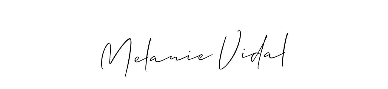 The best way (Allison_Script) to make a short signature is to pick only two or three words in your name. The name Melanie Vidal include a total of six letters. For converting this name. Melanie Vidal signature style 2 images and pictures png