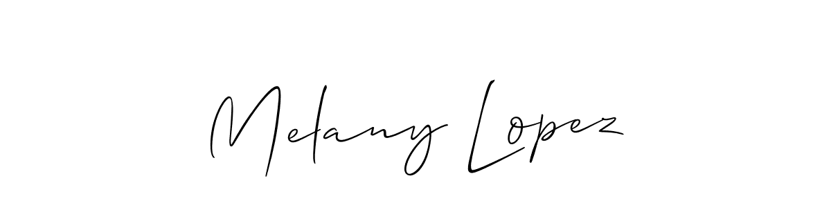 The best way (Allison_Script) to make a short signature is to pick only two or three words in your name. The name Melany Lopez include a total of six letters. For converting this name. Melany Lopez signature style 2 images and pictures png