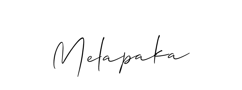 Design your own signature with our free online signature maker. With this signature software, you can create a handwritten (Allison_Script) signature for name Melapaka. Melapaka signature style 2 images and pictures png