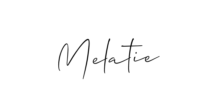 Create a beautiful signature design for name Melatie. With this signature (Allison_Script) fonts, you can make a handwritten signature for free. Melatie signature style 2 images and pictures png