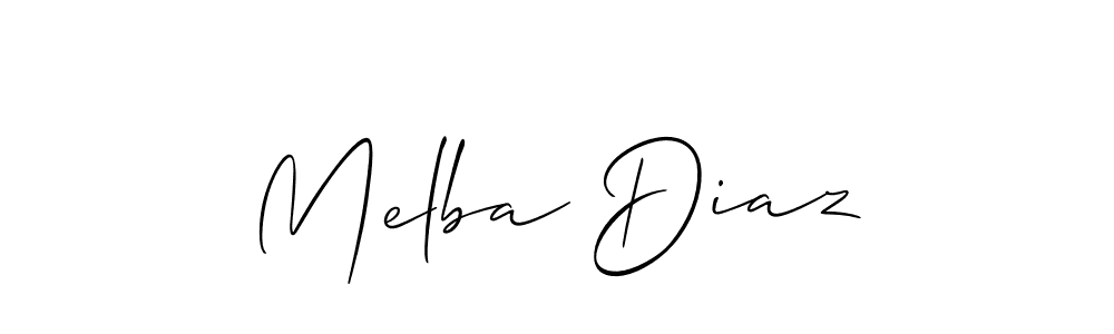 How to make Melba Diaz name signature. Use Allison_Script style for creating short signs online. This is the latest handwritten sign. Melba Diaz signature style 2 images and pictures png