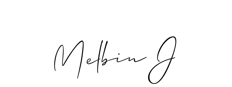 Design your own signature with our free online signature maker. With this signature software, you can create a handwritten (Allison_Script) signature for name Melbin J. Melbin J signature style 2 images and pictures png