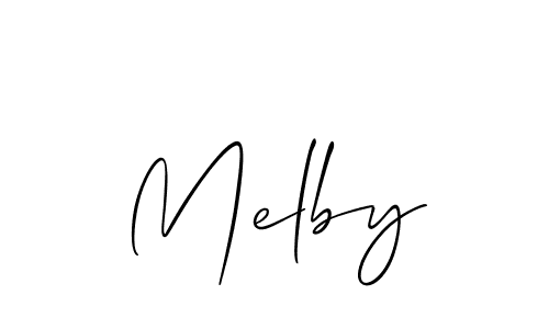 Allison_Script is a professional signature style that is perfect for those who want to add a touch of class to their signature. It is also a great choice for those who want to make their signature more unique. Get Melby name to fancy signature for free. Melby signature style 2 images and pictures png