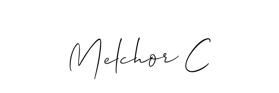 How to make Melchor C name signature. Use Allison_Script style for creating short signs online. This is the latest handwritten sign. Melchor C signature style 2 images and pictures png