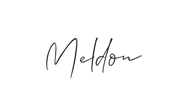 Allison_Script is a professional signature style that is perfect for those who want to add a touch of class to their signature. It is also a great choice for those who want to make their signature more unique. Get Meldon name to fancy signature for free. Meldon signature style 2 images and pictures png