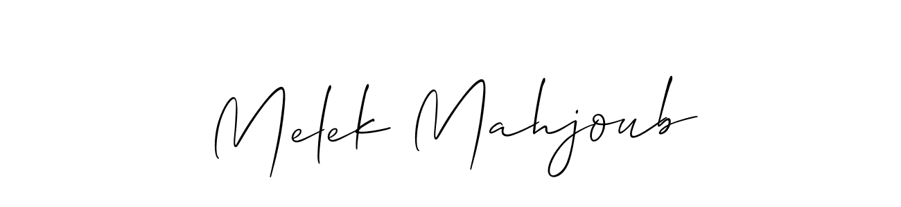 Make a short Melek Mahjoub signature style. Manage your documents anywhere anytime using Allison_Script. Create and add eSignatures, submit forms, share and send files easily. Melek Mahjoub signature style 2 images and pictures png