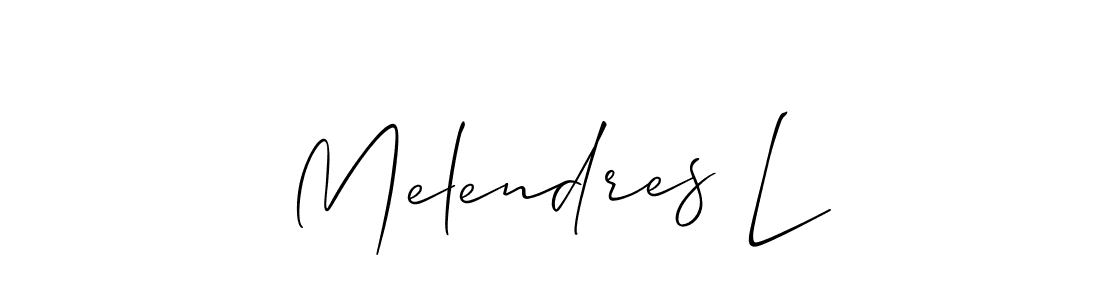 Make a beautiful signature design for name Melendres L. With this signature (Allison_Script) style, you can create a handwritten signature for free. Melendres L signature style 2 images and pictures png