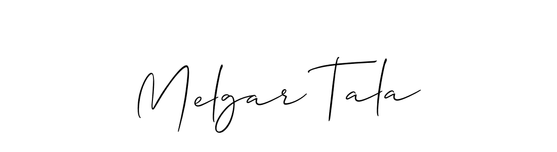 Similarly Allison_Script is the best handwritten signature design. Signature creator online .You can use it as an online autograph creator for name Melgar Tala. Melgar Tala signature style 2 images and pictures png