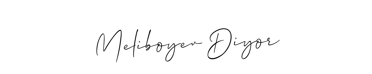 How to make Meliboyev Diyor name signature. Use Allison_Script style for creating short signs online. This is the latest handwritten sign. Meliboyev Diyor signature style 2 images and pictures png