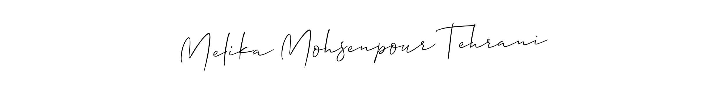 Make a beautiful signature design for name Melika Mohsenpour Tehrani. With this signature (Allison_Script) style, you can create a handwritten signature for free. Melika Mohsenpour Tehrani signature style 2 images and pictures png