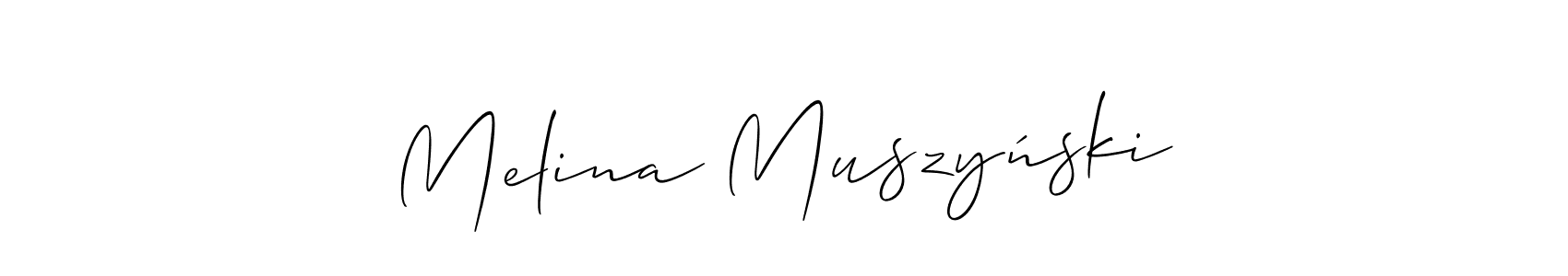 How to make Melina Muszyński name signature. Use Allison_Script style for creating short signs online. This is the latest handwritten sign. Melina Muszyński signature style 2 images and pictures png