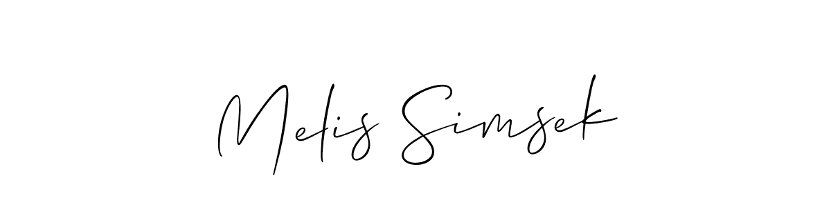 Create a beautiful signature design for name Melis Simsek. With this signature (Allison_Script) fonts, you can make a handwritten signature for free. Melis Simsek signature style 2 images and pictures png