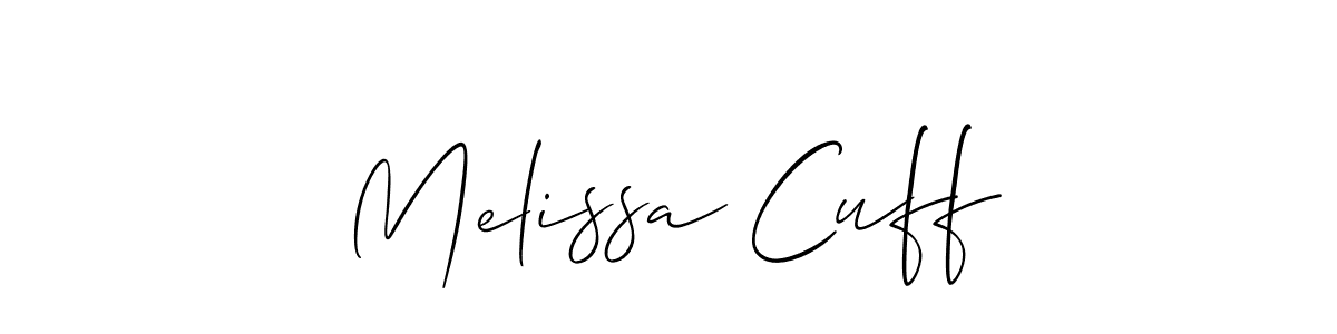 The best way (Allison_Script) to make a short signature is to pick only two or three words in your name. The name Melissa Cuff include a total of six letters. For converting this name. Melissa Cuff signature style 2 images and pictures png