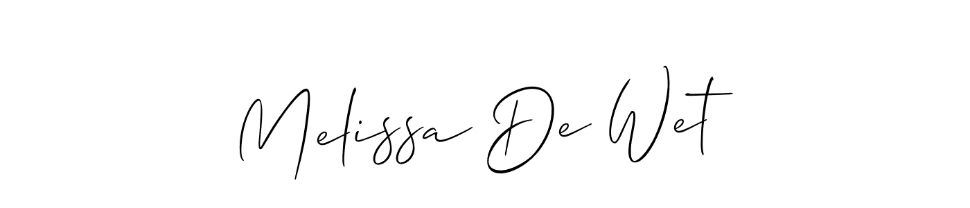 You should practise on your own different ways (Allison_Script) to write your name (Melissa De Wet) in signature. don't let someone else do it for you. Melissa De Wet signature style 2 images and pictures png