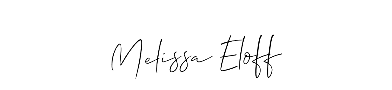 The best way (Allison_Script) to make a short signature is to pick only two or three words in your name. The name Melissa Eloff include a total of six letters. For converting this name. Melissa Eloff signature style 2 images and pictures png