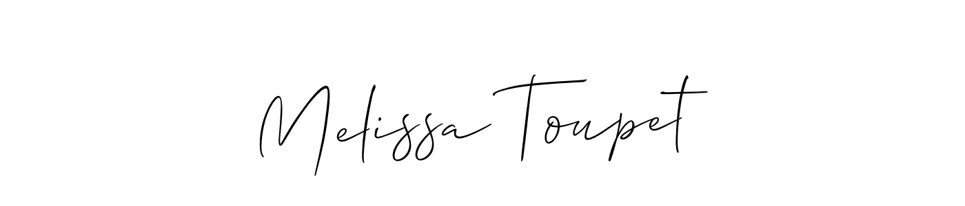 if you are searching for the best signature style for your name Melissa Toupet. so please give up your signature search. here we have designed multiple signature styles  using Allison_Script. Melissa Toupet signature style 2 images and pictures png