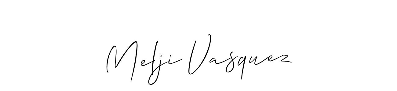 You should practise on your own different ways (Allison_Script) to write your name (Melji Vasquez) in signature. don't let someone else do it for you. Melji Vasquez signature style 2 images and pictures png