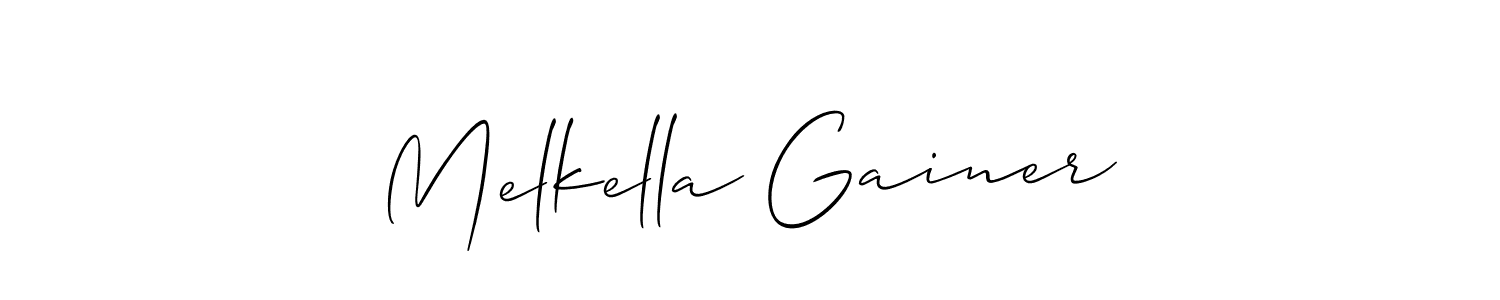 You should practise on your own different ways (Allison_Script) to write your name (Melkella Gainer) in signature. don't let someone else do it for you. Melkella Gainer signature style 2 images and pictures png