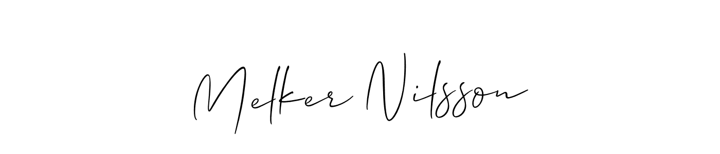 Make a beautiful signature design for name Melker Nilsson. With this signature (Allison_Script) style, you can create a handwritten signature for free. Melker Nilsson signature style 2 images and pictures png