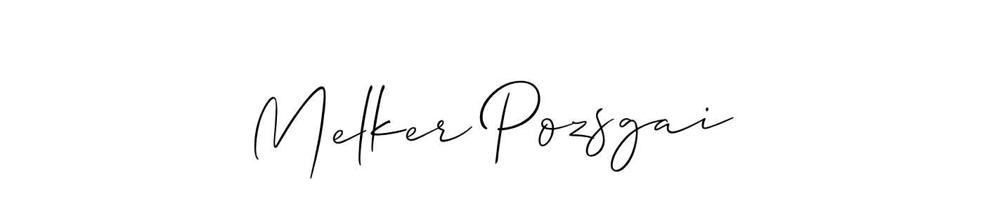 How to make Melker Pozsgai name signature. Use Allison_Script style for creating short signs online. This is the latest handwritten sign. Melker Pozsgai signature style 2 images and pictures png